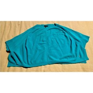 Juicy Couture XS / S TEAL Plush 100% Cashmere Poncho Sweater Oversized.